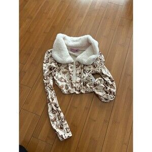 NWOT Dolls Kill x Bratz Rep the Realest Butterfly Print Cardigan Faux Fur Collar
